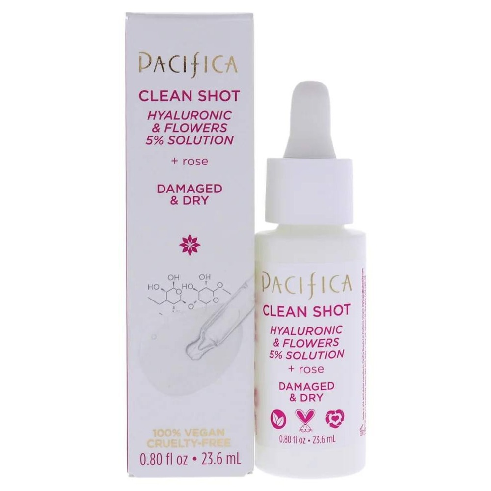 Pacifica Clean Shot Hyaluronic & Flowers 5% Solution Rose Serum 0.8oz New